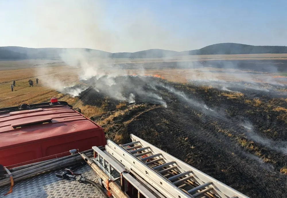 40 de hectare de miriște de grâu, incendiate intenţionat la Slava Cercheză