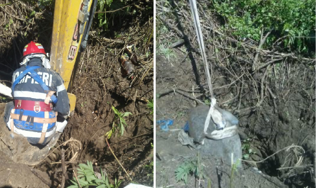 Un cal a fost salvat se pompieri, după ce a cazut într-o fântână adâncă de șase metri