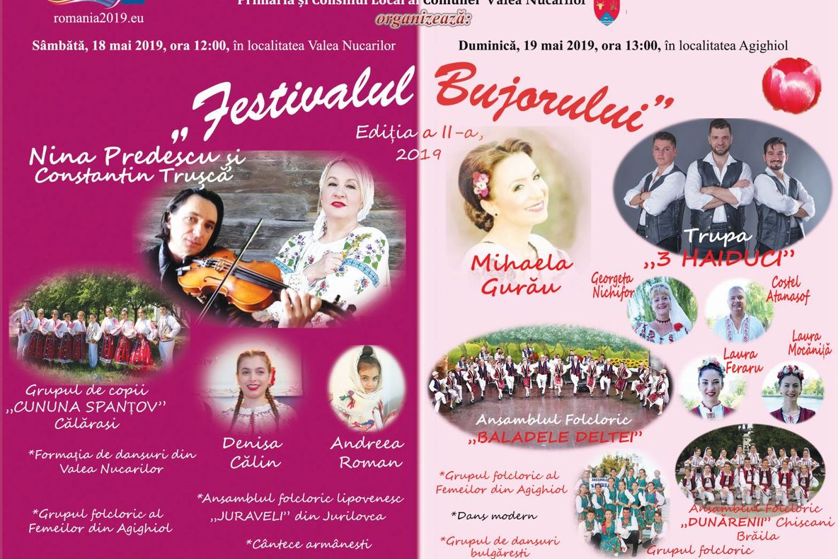 18 -19 mai - Festivalul Bujorului de la Valea Nucarilor și Agighiol