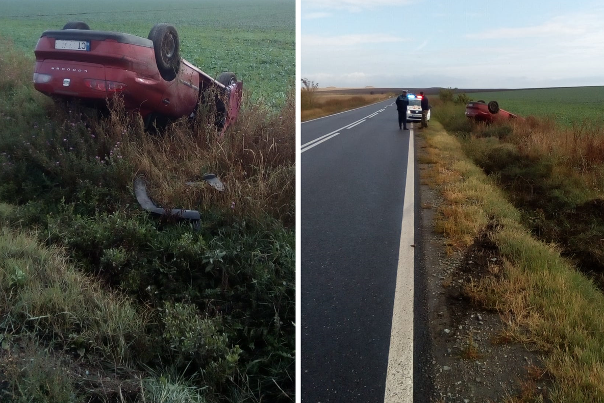 S-a dat peste cap cu mașina și a ieșit în câmp