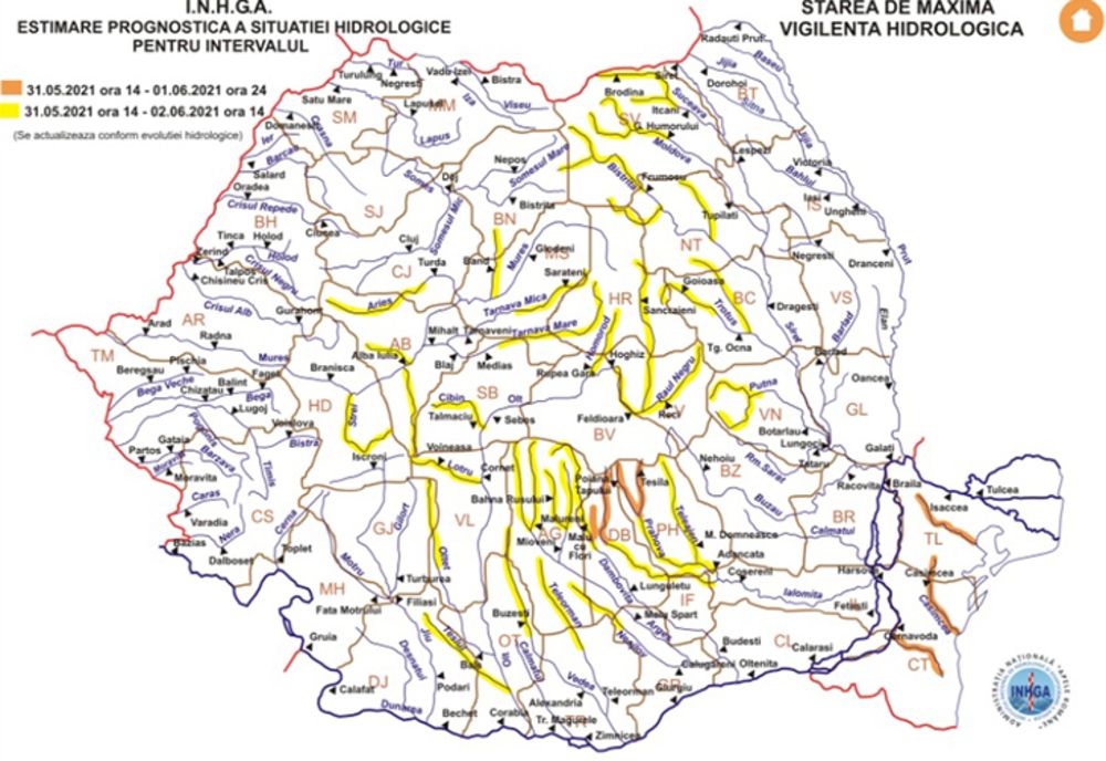 Cod portocaliu de inundații în Dobrogea, valabil de luni după-amiază
