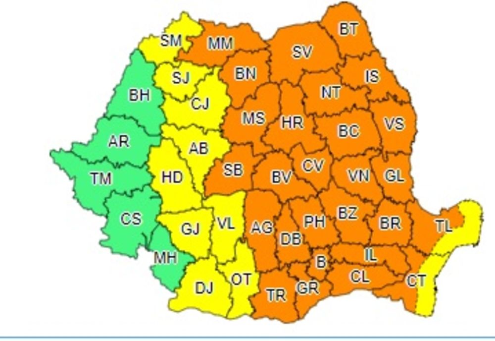 Alerta de VREME EXTREMĂ, actualizată