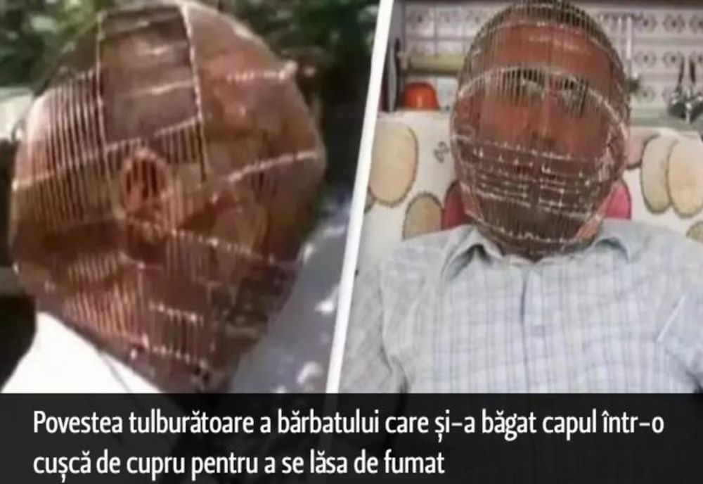 Povestea tulburătoare a bărbatului care și-a băgat capul într-o cușcă de cupru pentru a se lăsa de fumat