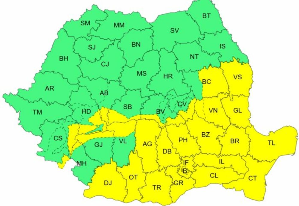 COD GALBEN de vreme rece, viscol, ninsori și vânt puternic