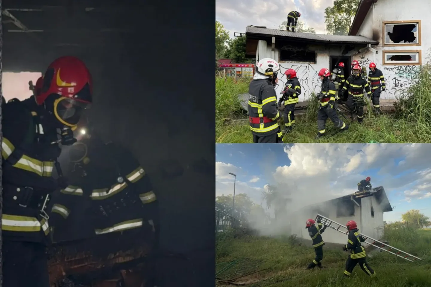 Incendiu în județul Tulcea. O clădire dezafectată a fost mistuită de flăcări-FOTO