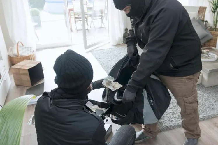 Two burglars at work in an one-family house at daytime