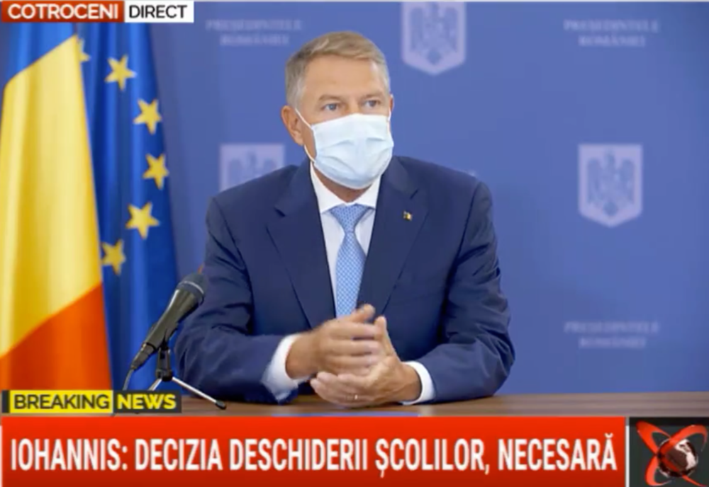 Klaus Iohannis: ”Școala începe pe 14 septembrie în condiții cu totul diferite. Decizia de a deschide școlile, deși nu e ușoară, e corectă și necesară”