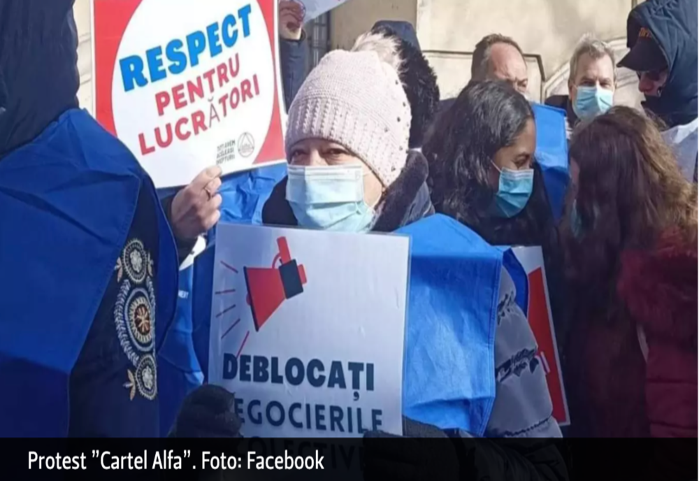 Sindicaliștii de la ”Cartel Alfa” pichetează sediul ministerului Finanțelor