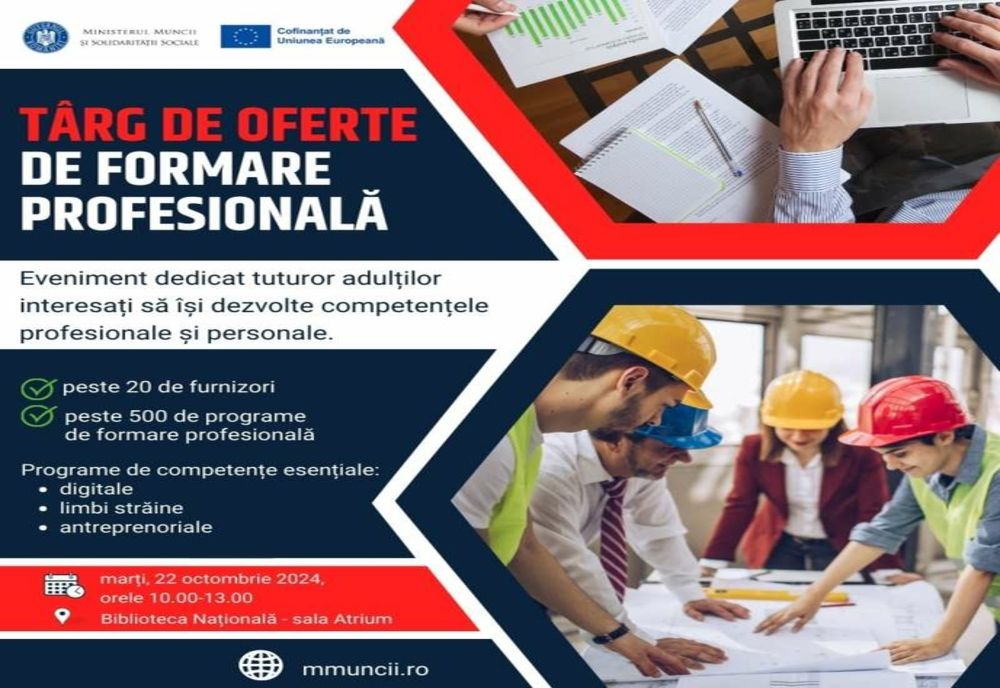 MINISTERUL MUNCII ORGANIZEAZĂ PRIMUL TÂRG DE OFERTE DE FORMARE PROFESIONALĂ