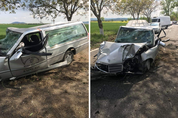 Maşina mortuară făcută zob între Cataloi şi Nalbant. Șoferul a fost transportat la spital