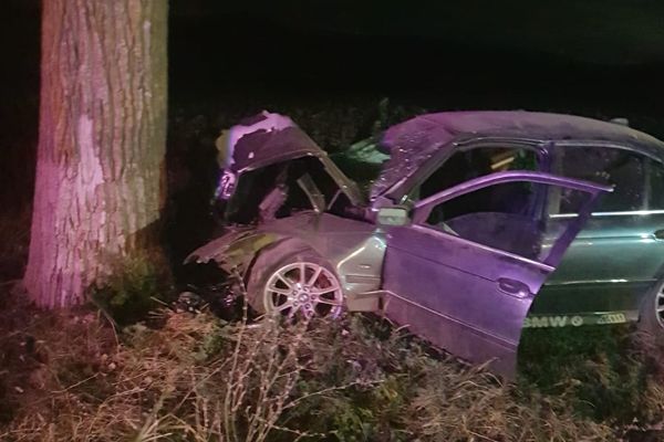 Un buzoian beat a intrat cu BMW-ul într-un copac şi a băgat doi oameni în spital