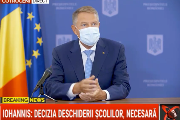 Klaus Iohannis: ”Școala începe pe 14 septembrie în condiții cu totul diferite. Decizia de a deschide școlile, deși nu e ușoară, e corectă și necesară”