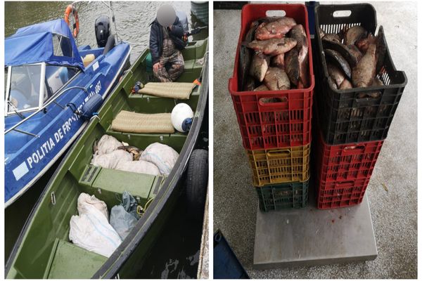 Braconier prins pe canalul Caraorman cu barca plină de pește 