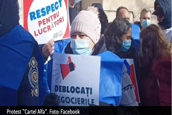 Sindicaliștii de la ”Cartel Alfa” pichetează sediul ministerului Finanțelor