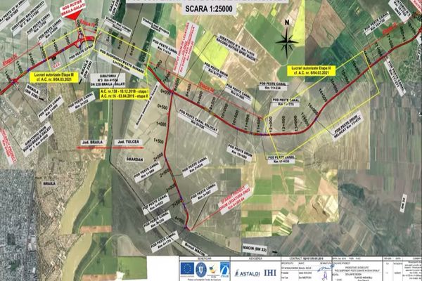 S-a emis autorizația de construire pentru 15,17 km din drumurile de legătură cu Podul suspendat peste Dunăre de la Brăila.