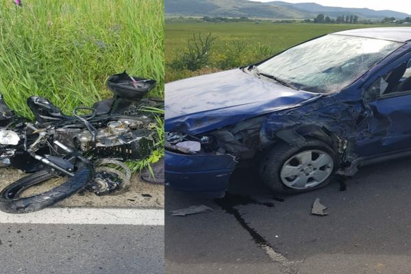 Accident grav pe un drum din Tulcea! Pentru motociclistul din Iași a fost solicitat elicopeterul SMURD (FOTO)