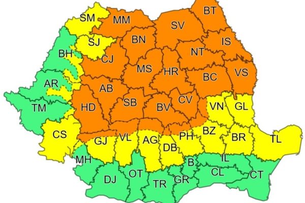 Cod Galben de averse și vijelii în județul Tulcea