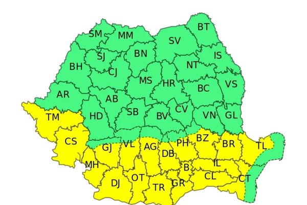 Cod galben de caniculă în București și 18 județe