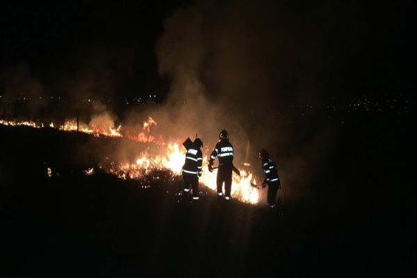 FOTO Incendiu puternic în apropierea municipiului Tulcea