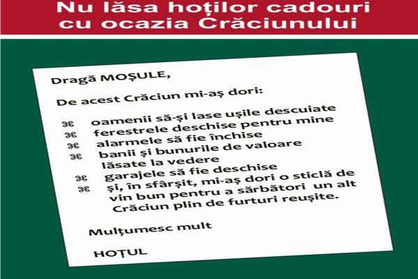 Nu lăsa un HOȚ să îți strice CRĂCIUNUL! Sfaturile polițiștilor