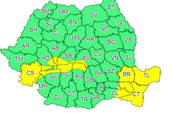 Cod galben de intensificări ale vântului 