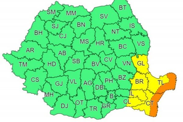 Cod galben de ploi până la ora 18
