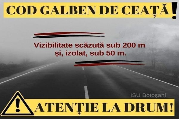 Atenție! Ceață în mai multe județe din țară