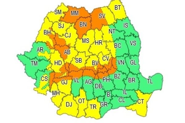 Cod portocaliu de fenomene extreme: ninsori viscolite, strat consistent de zăpadă. IARNA revine în forță - HARTA
