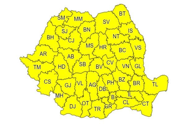 Cod galben de intensificări ale vântului, ninsori și viscol la munte