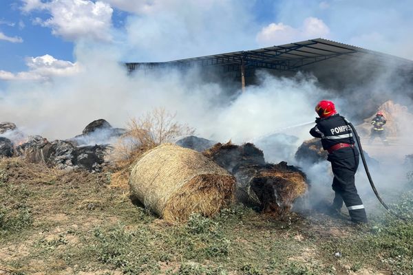 FOTO Incendiu violent la o fermă agricolă din județul Tulcea