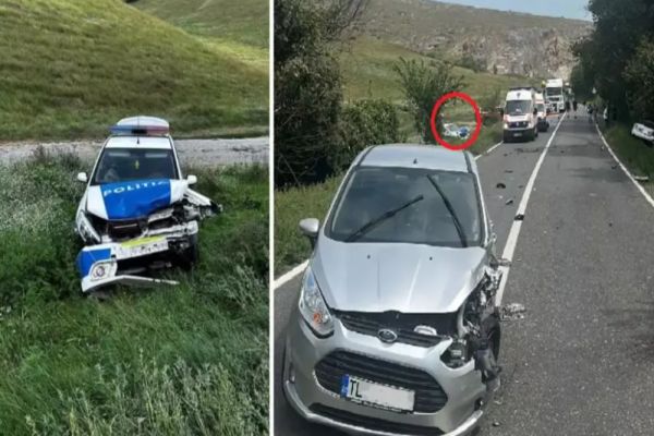 Mașină de poliție, implicată într-un accident rutier. Un șofer gălățean a intrat în coliziune cu o autospecială a Poliției Tulcea