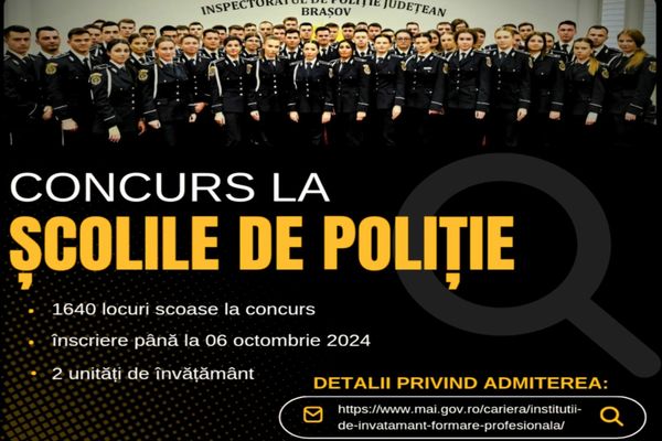 PESTE 1600 DE LOCURI SCOASE LA CONCURS ÎN ȘCOLILE DE POLIȚIE