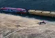 VIDEO Locomotiva unui tren a luat foc în mers, în județul Tulcea